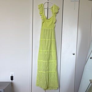 Alice + Olivia Lime Green Sleeveless Eyelet Open Back Maxi Dress